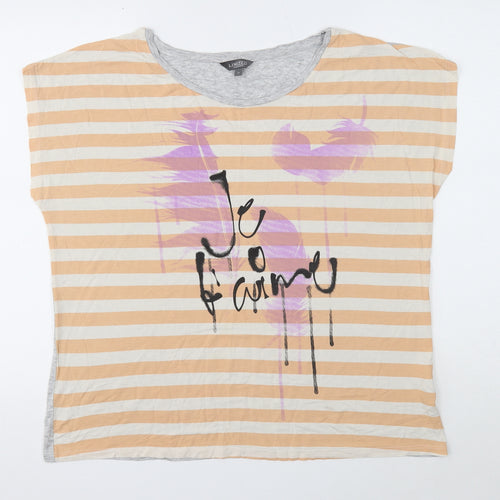Limited Womens Multicoloured Striped Viscose Basic T-Shirt Size 16 Round Neck - Je T'aime