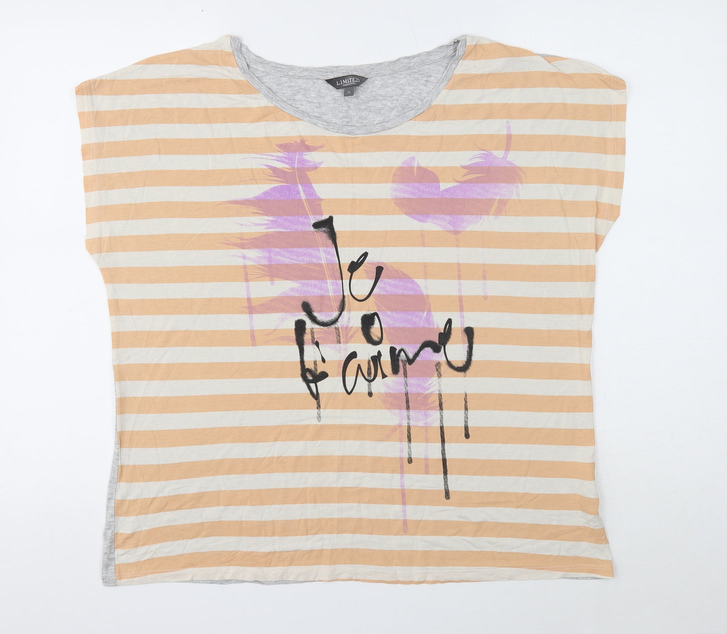 Limited Womens Multicoloured Striped Viscose Basic T-Shirt Size 16 Round Neck - Je T'aime