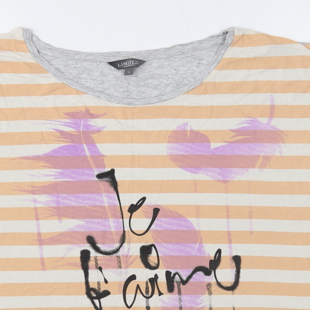 Limited Womens Multicoloured Striped Viscose Basic T-Shirt Size 16 Round Neck - Je T'aime