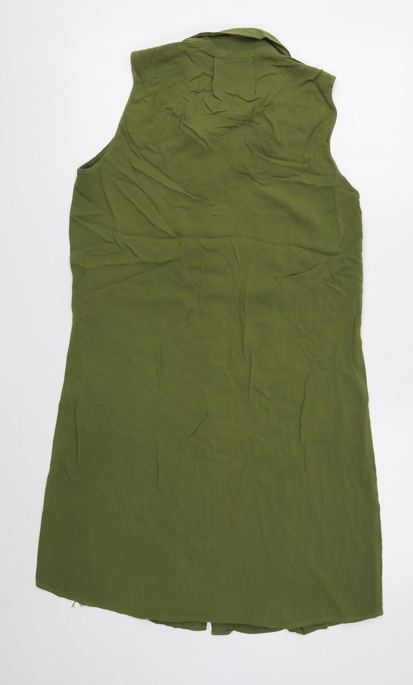 Sonoma Womens Green Rayon Shirt Dress Size M Collared Button