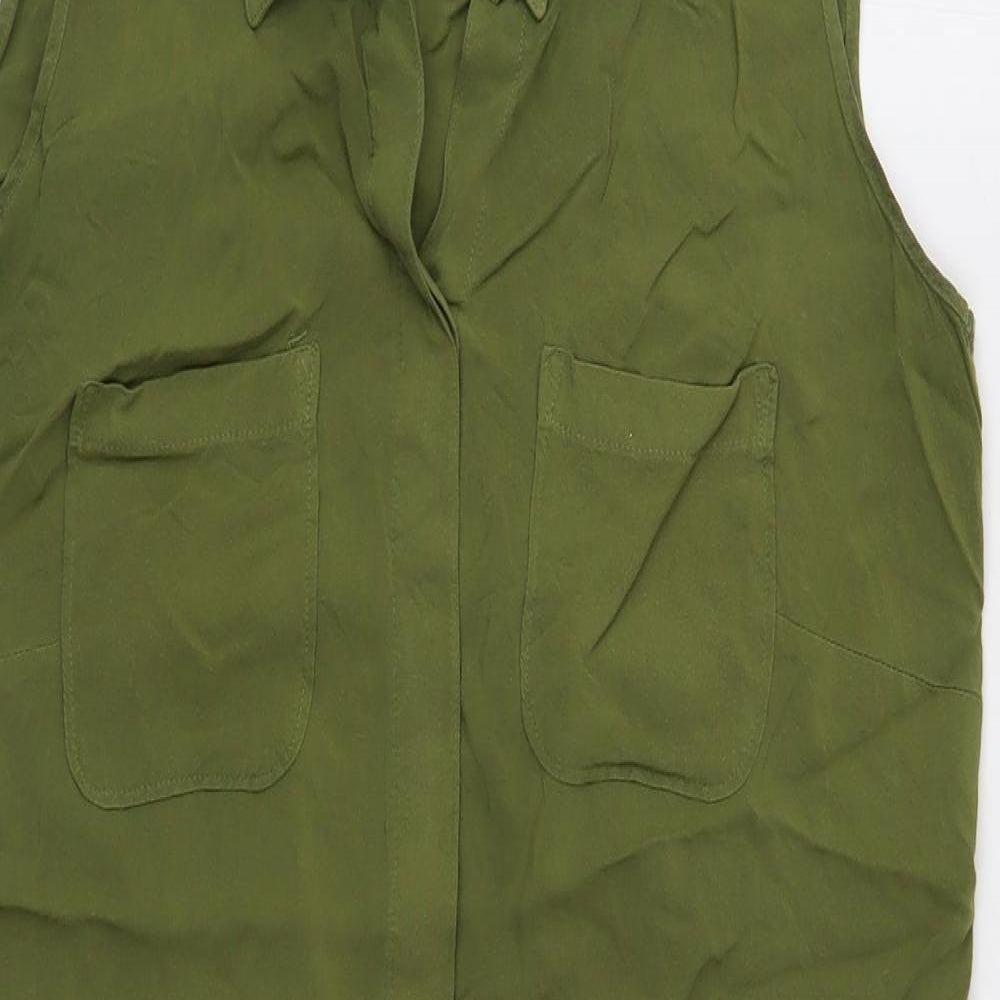 Sonoma Womens Green Rayon Shirt Dress Size M Collared Button