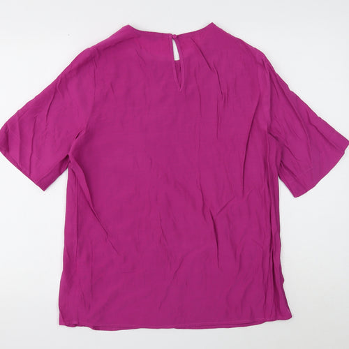 Marks and Spencer Womens Purple Viscose Basic Blouse Size 12 Round Neck