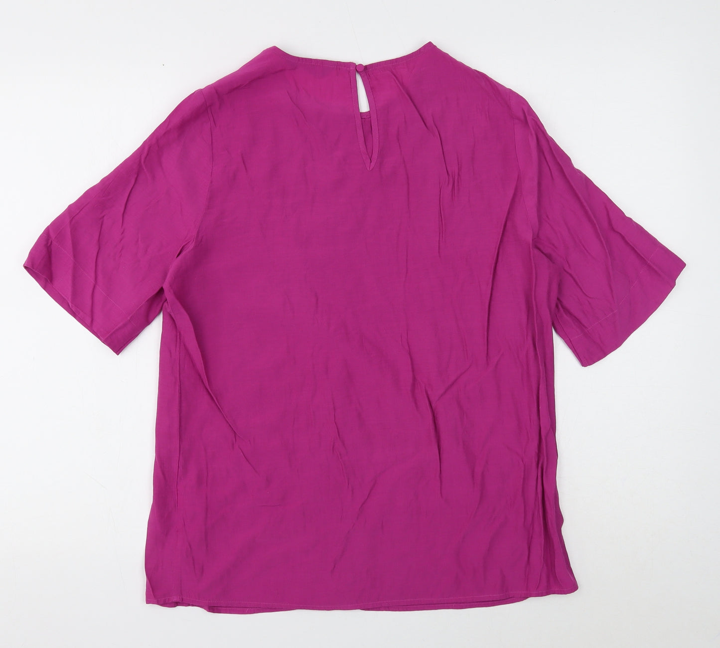 Marks and Spencer Womens Purple Viscose Basic Blouse Size 12 Round Neck