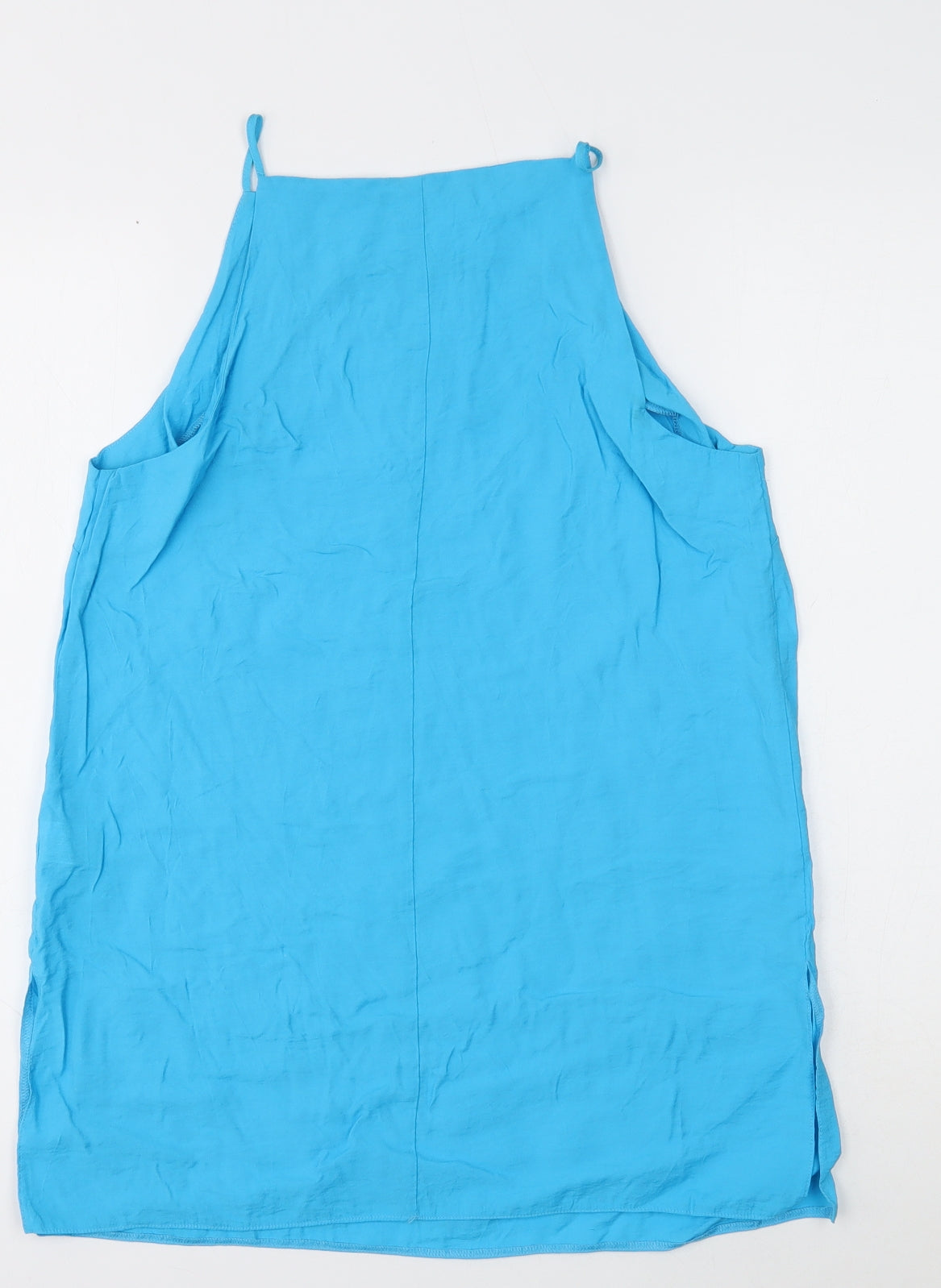 Primark Womens Blue Viscose Basic Blouse Size 10 Square Neck