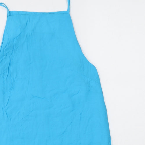 Primark Womens Blue Viscose Basic Blouse Size 10 Square Neck