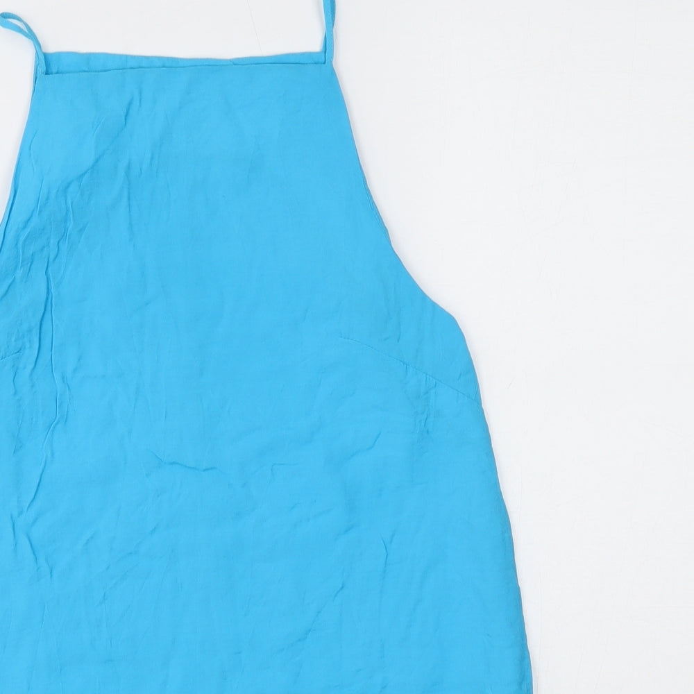 Primark Womens Blue Viscose Basic Blouse Size 10 Square Neck
