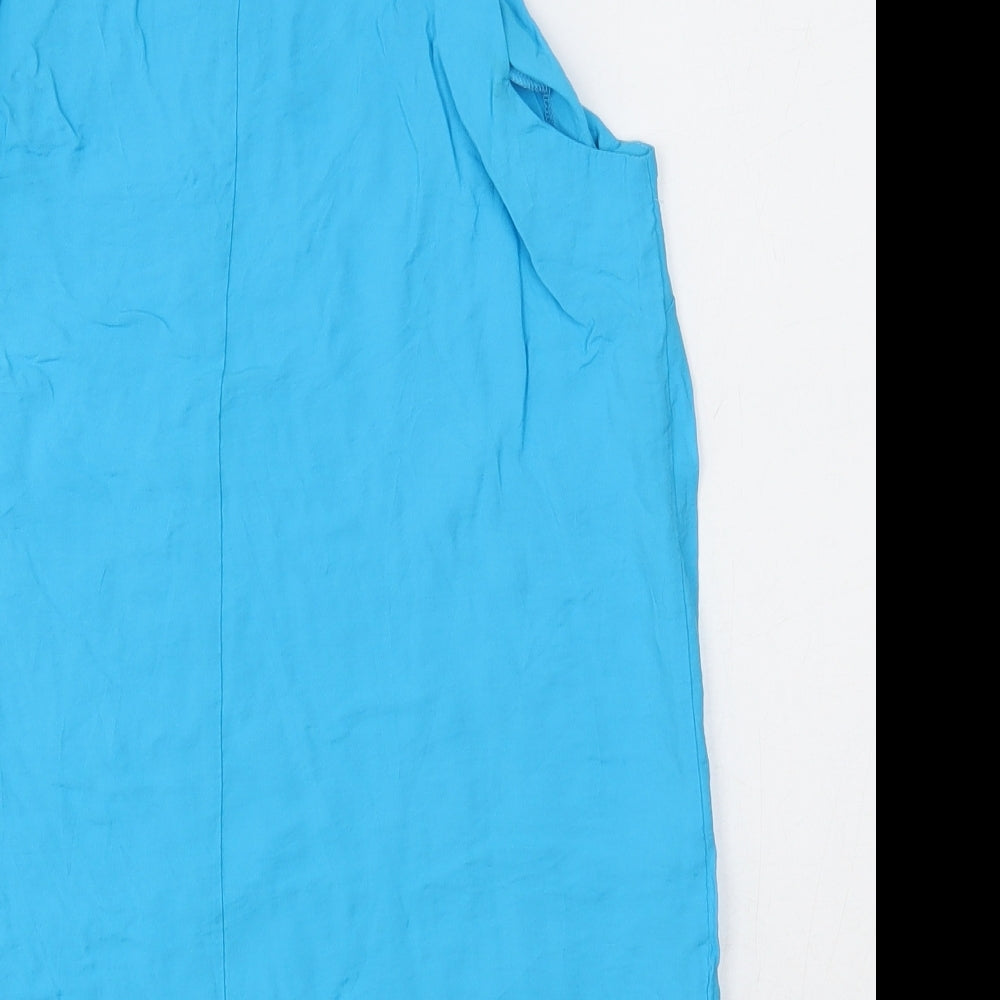 Primark Womens Blue Viscose Basic Blouse Size 10 Square Neck