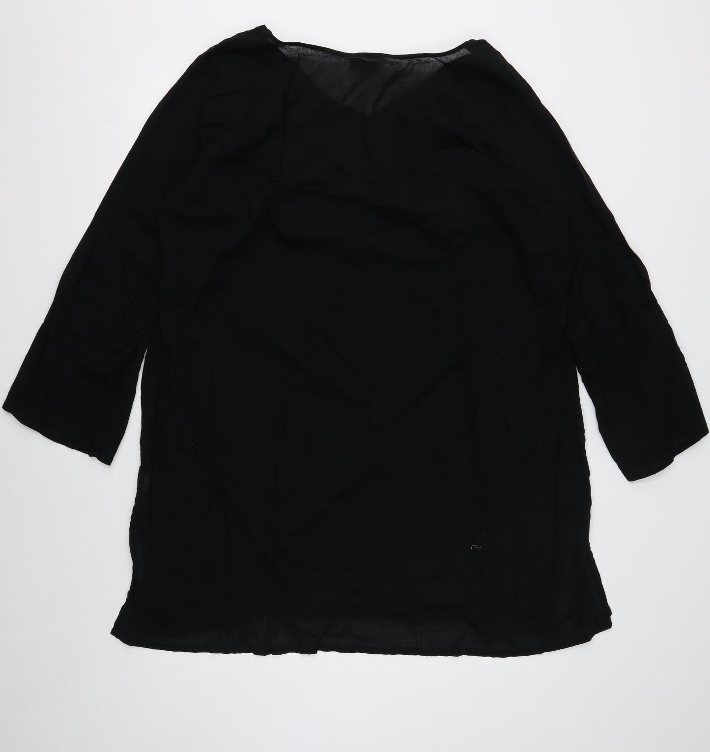 F&F Womens Black Cotton Kaftan Size XL Boat Neck Pullover