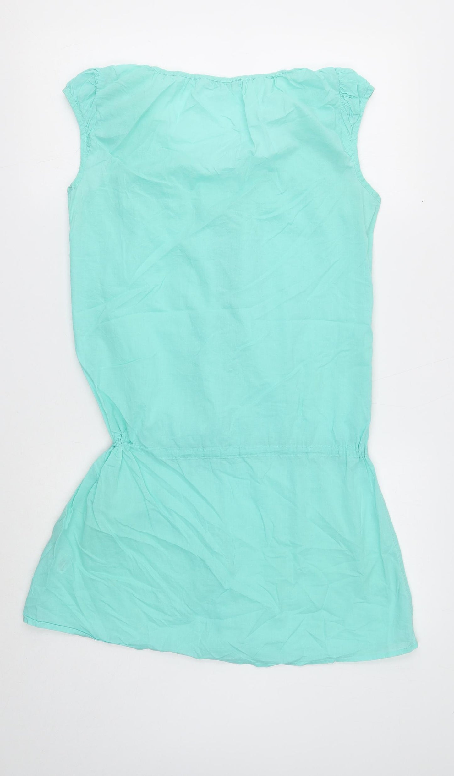 Marks and Spencer Womens Green Cotton Mini Size 10 Scoop Neck Button