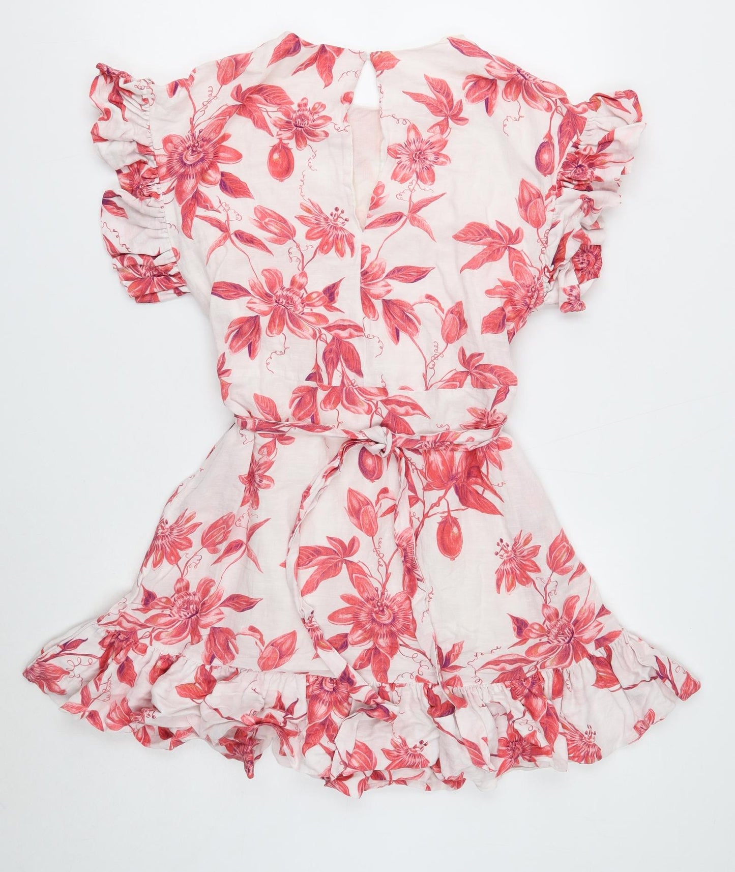 H&M Womens White Floral Viscose Fit & Flare Size XS Round Neck Button