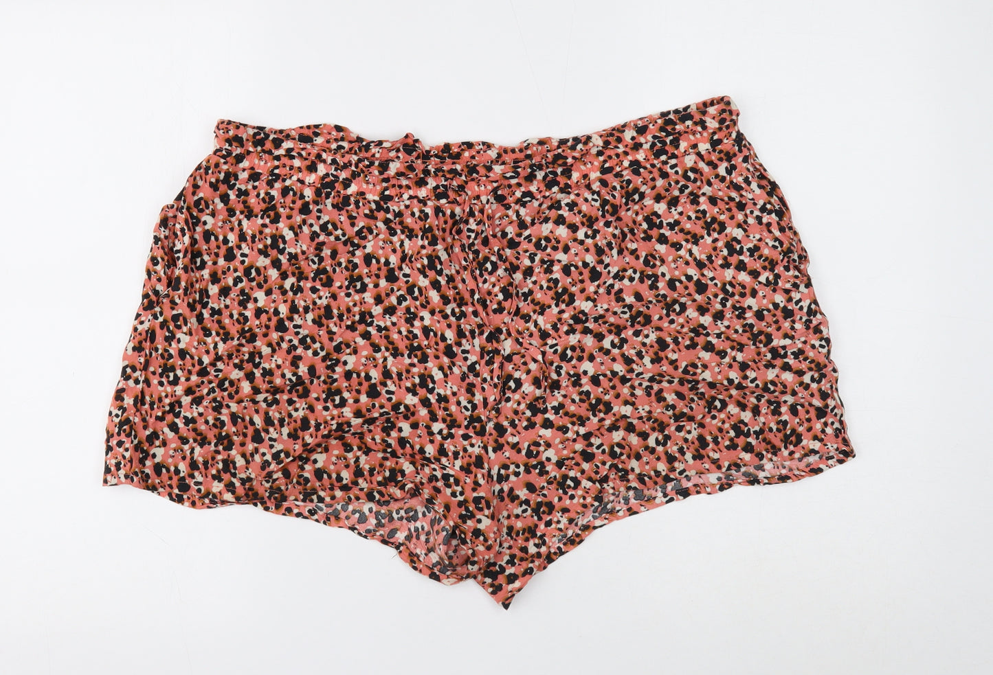 Papaya Womens Multicoloured Animal Print Viscose Hot Pants Shorts Size 18 Regular Pull On