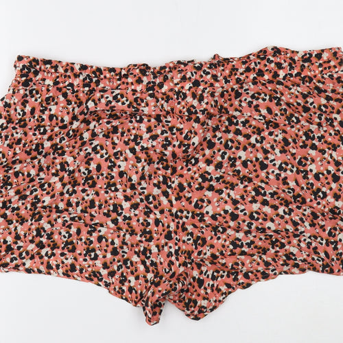 Papaya Womens Multicoloured Animal Print Viscose Hot Pants Shorts Size 18 Regular Pull On