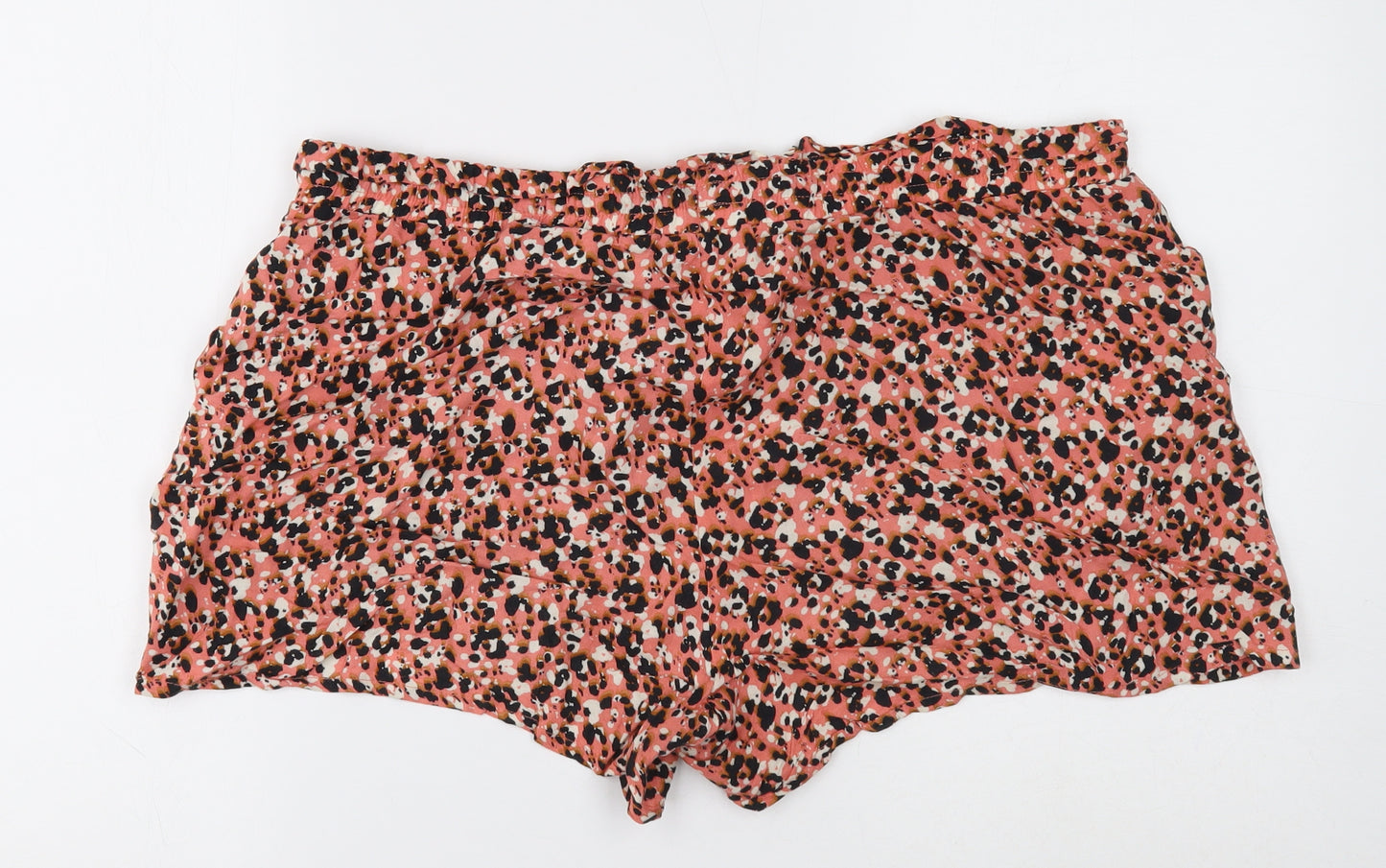 Papaya Womens Multicoloured Animal Print Viscose Hot Pants Shorts Size 18 Regular Pull On