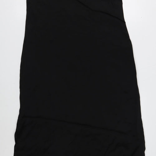 Zara Womens Black Acetate Tank Dress Size 12 V-Neck Pullover
