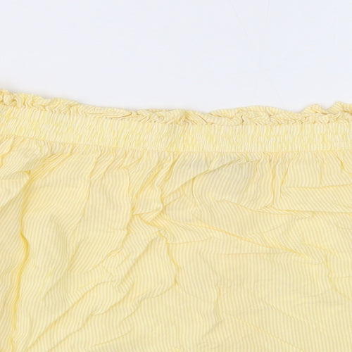 Marks and Spencer Womens Yellow Viscose Cropped Blouse Size 10 Boat Neck