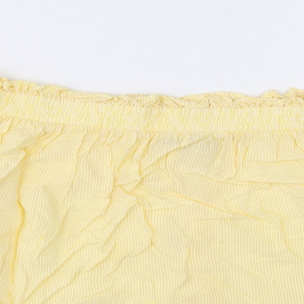 Marks and Spencer Womens Yellow Viscose Cropped Blouse Size 10 Boat Neck
