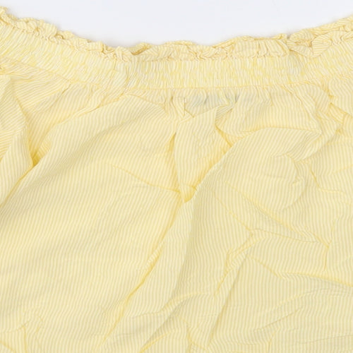 Marks and Spencer Womens Yellow Viscose Cropped Blouse Size 10 Boat Neck