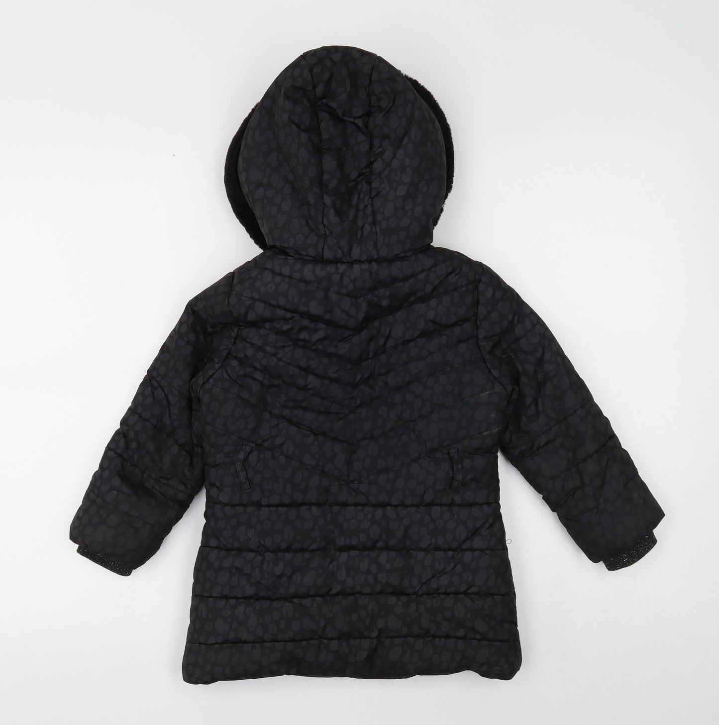 Blue Zoo Girls Black Geometric Quilted Coat Size 4-5 Years Snap