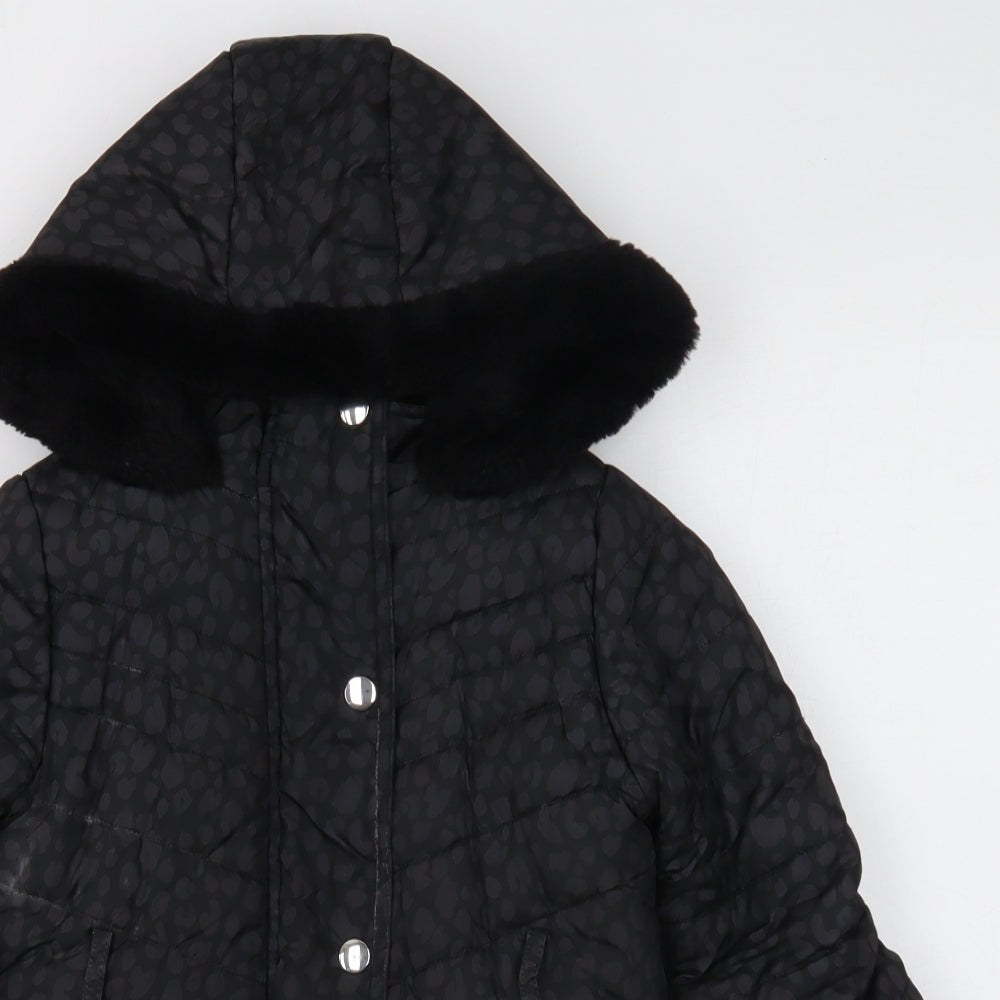 Blue Zoo Girls Black Geometric Quilted Coat Size 4-5 Years Snap