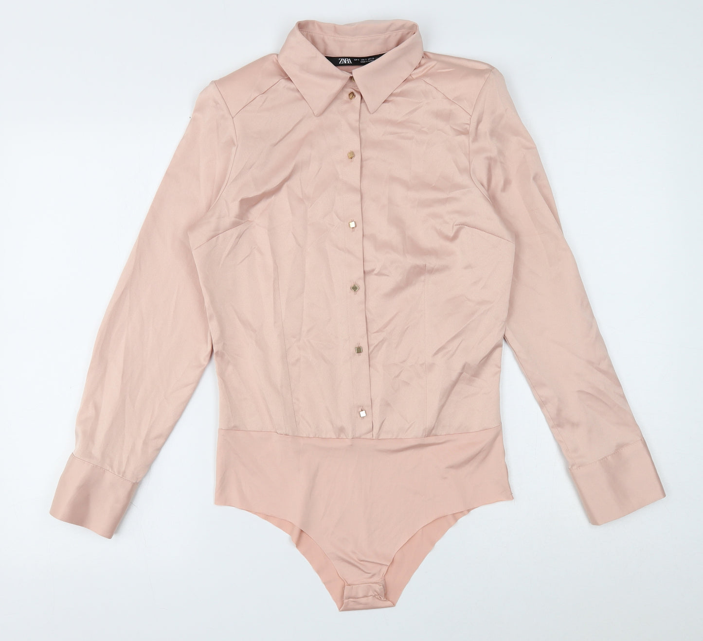 Zara Womens Pink Polyester Bodysuit One-Piece Size 8 Snap