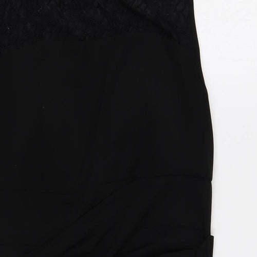 En Focus Studio Womens Black Polyester Bodycon Size 12 Round Neck Pullover - Lace Detail