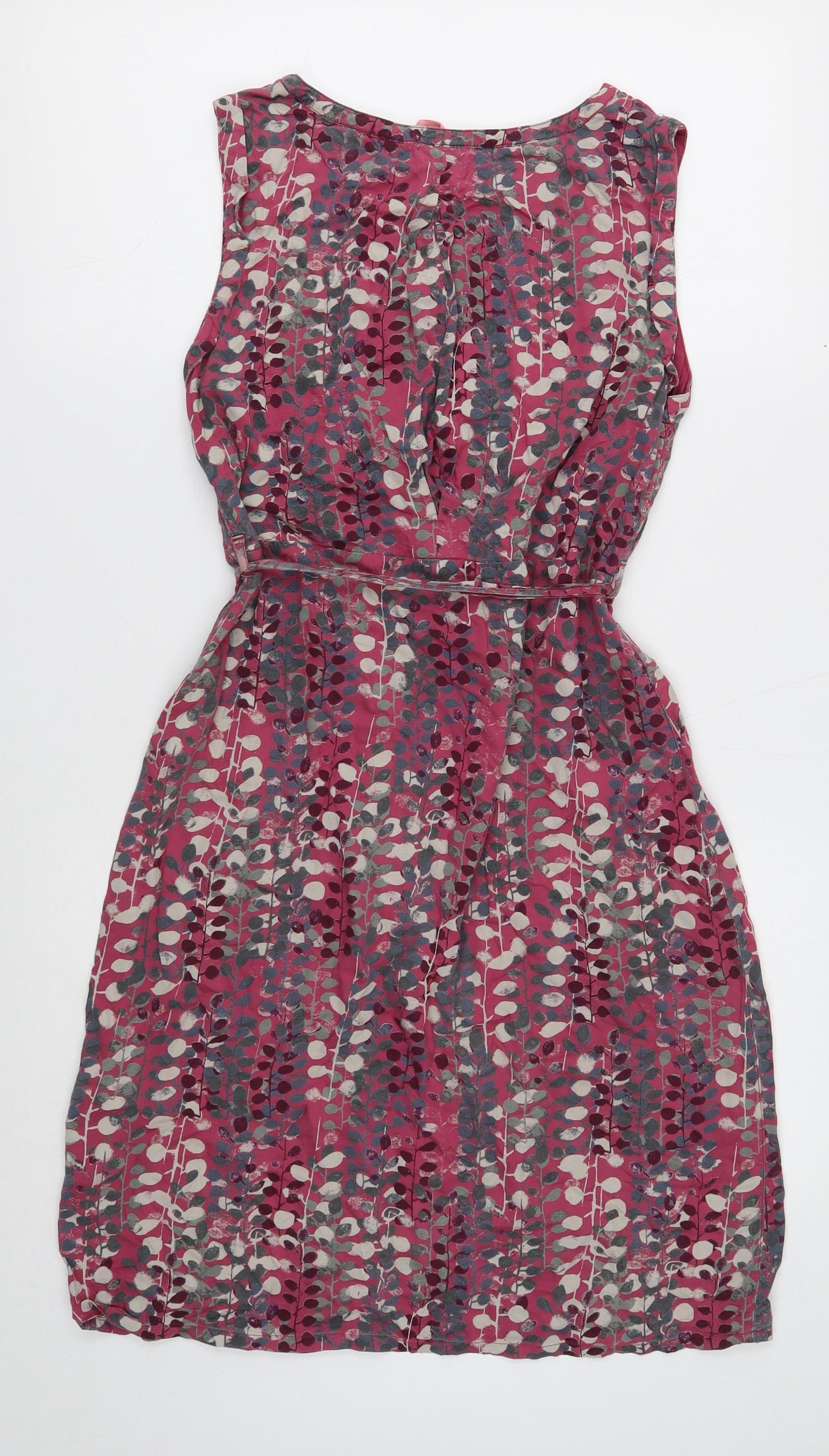 White Stuff Womens Multicoloured Geometric Modal Fit & Flare Size 10 Boat Neck Button