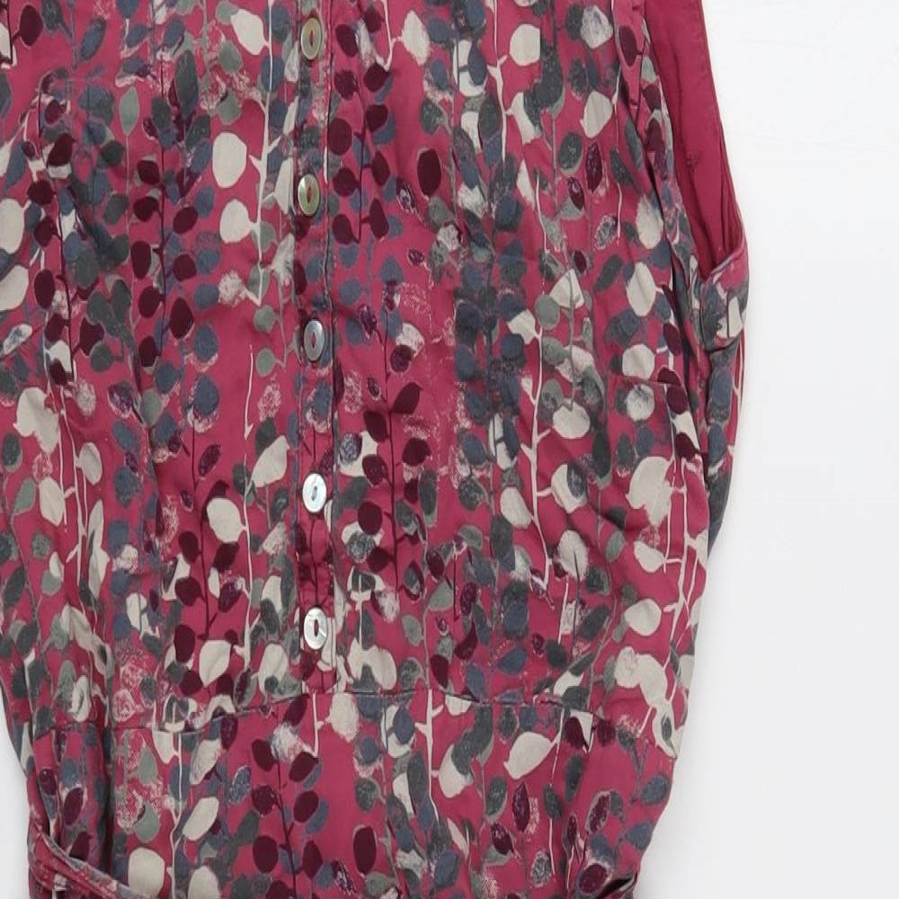 White Stuff Womens Multicoloured Geometric Modal Fit & Flare Size 10 Boat Neck Button