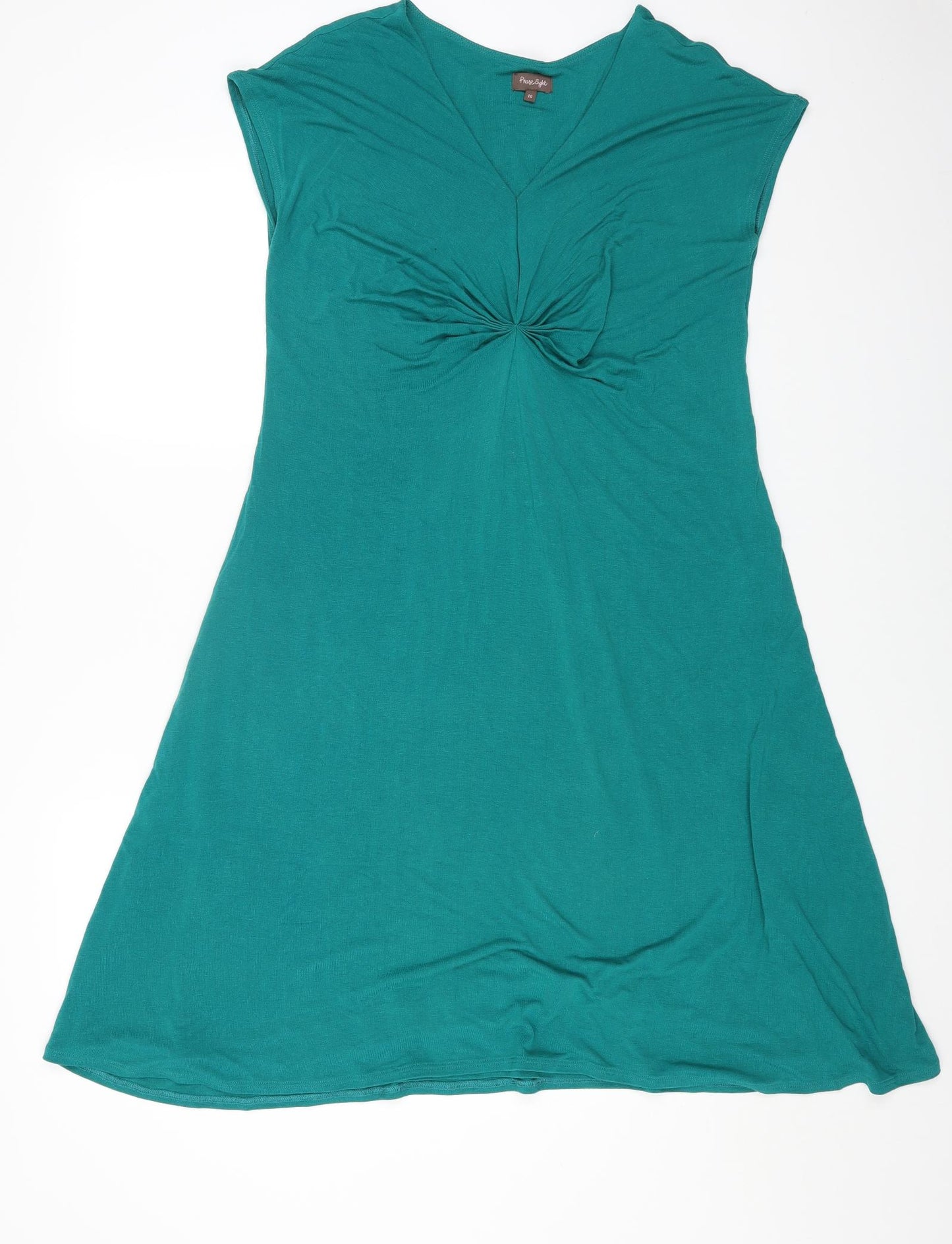 Phase Eight Womens Green Viscose A-Line Size 16 V-Neck Pullover - Ruched Detail