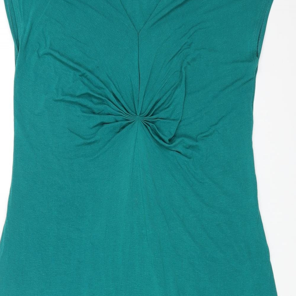 Phase Eight Womens Green Viscose A-Line Size 16 V-Neck Pullover - Ruched Detail