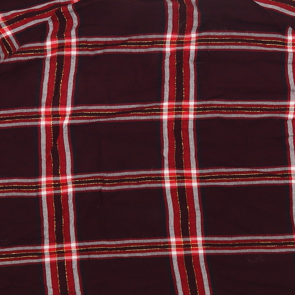 Marks and Spencer Womens Red Check Viscose Basic Blouse Size 14 Round Neck