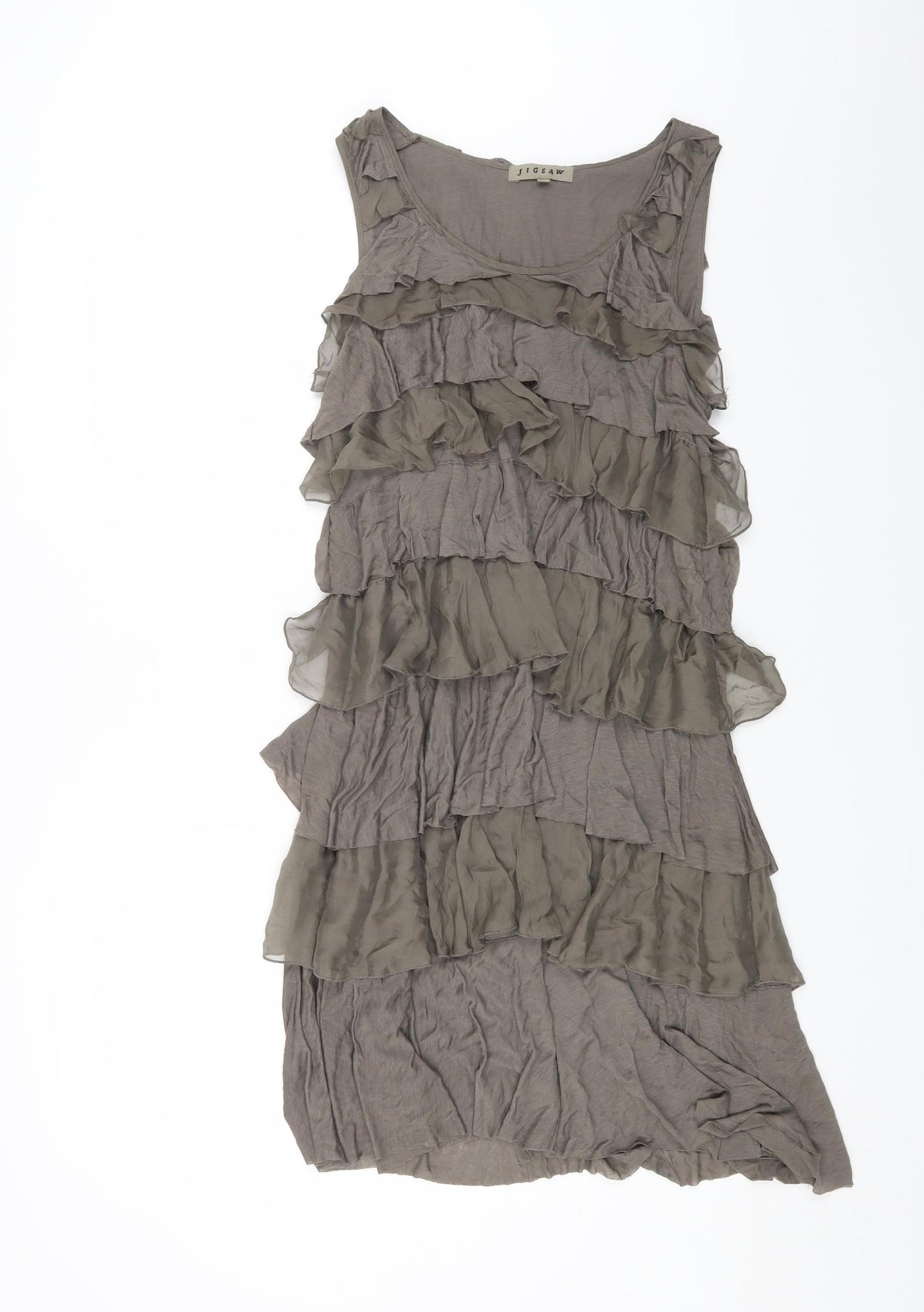 Jigsaw Womens Grey Viscose Tank Dress Size L Scoop Neck Pullover
