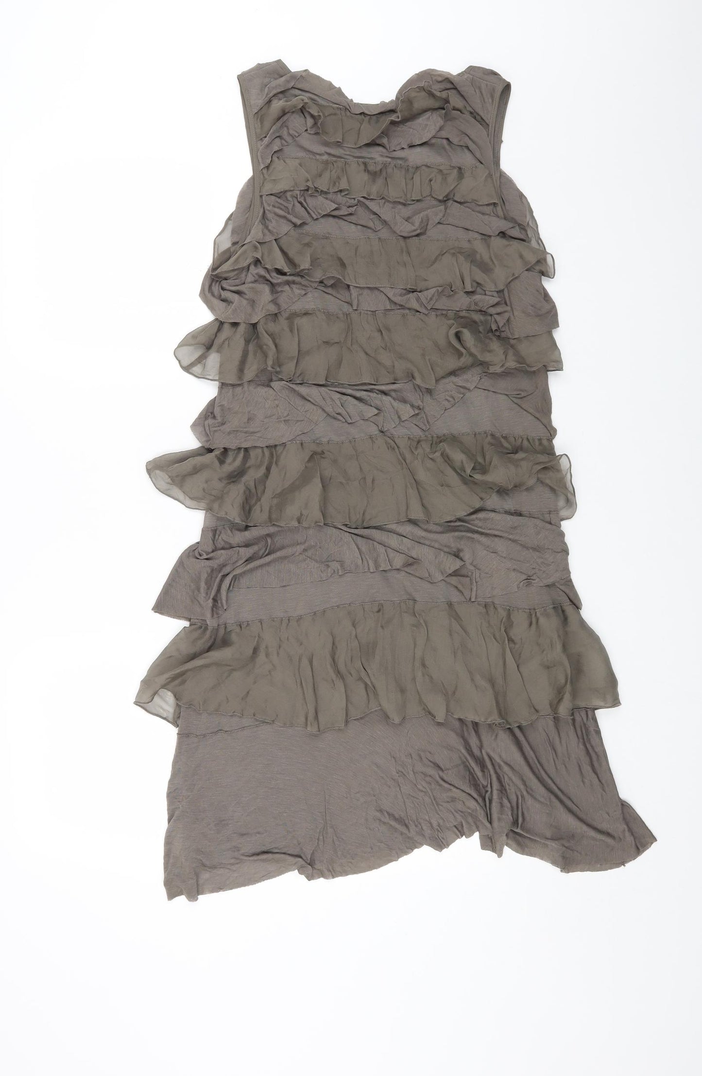 Jigsaw Womens Grey Viscose Tank Dress Size L Scoop Neck Pullover
