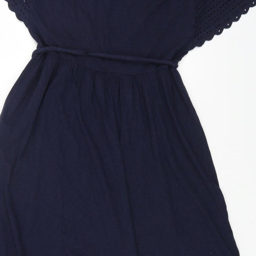 Marks and Spencer Womens Blue Cotton Fit & Flare Size 12 Round Neck Pullover