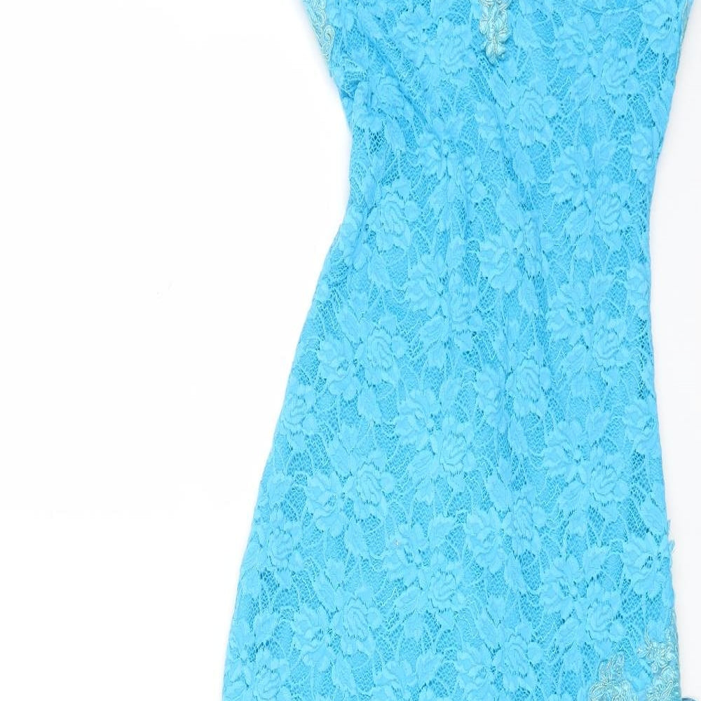 Catwalk Womens Blue Polyamide Bodycon One Size V-Neck Lace Up