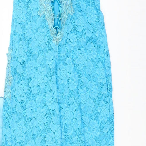 Catwalk Womens Blue Polyamide Bodycon One Size V-Neck Lace Up