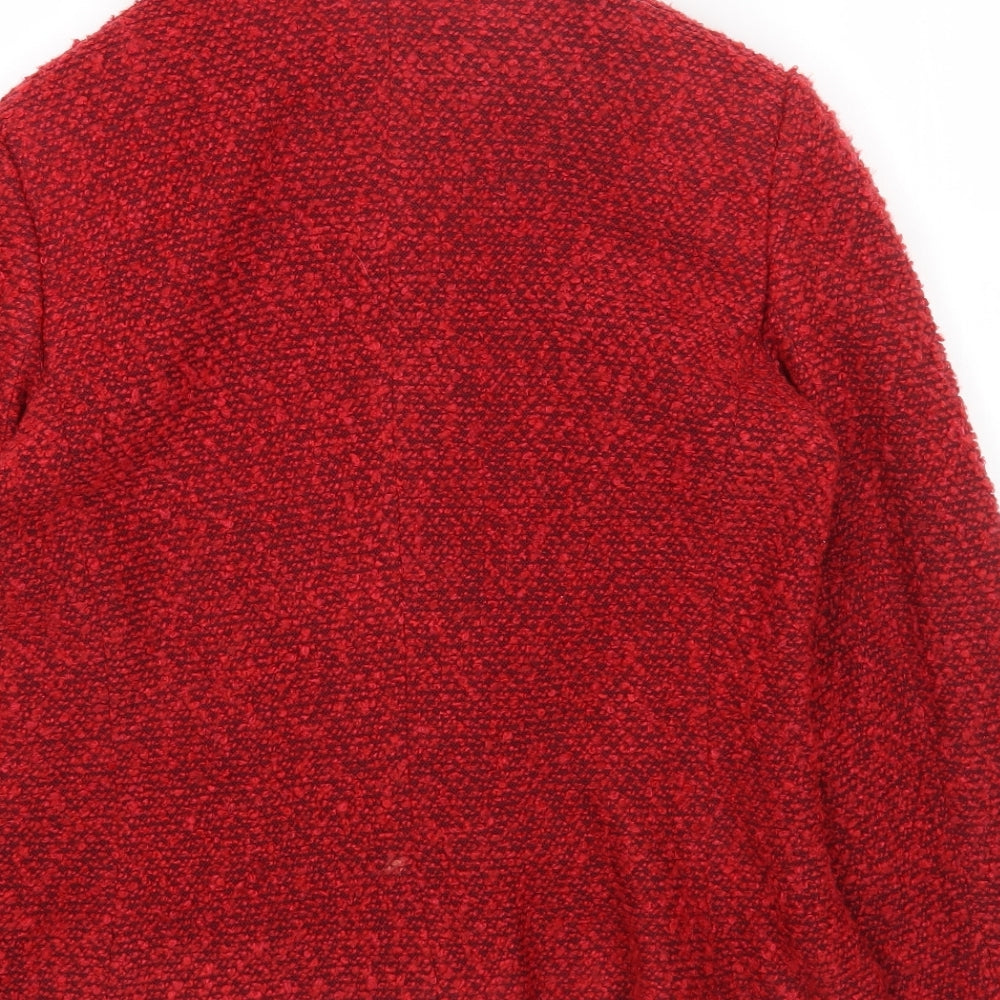 Marks and Spencer Womens Red Pea Coat Jacket Size 12 Button