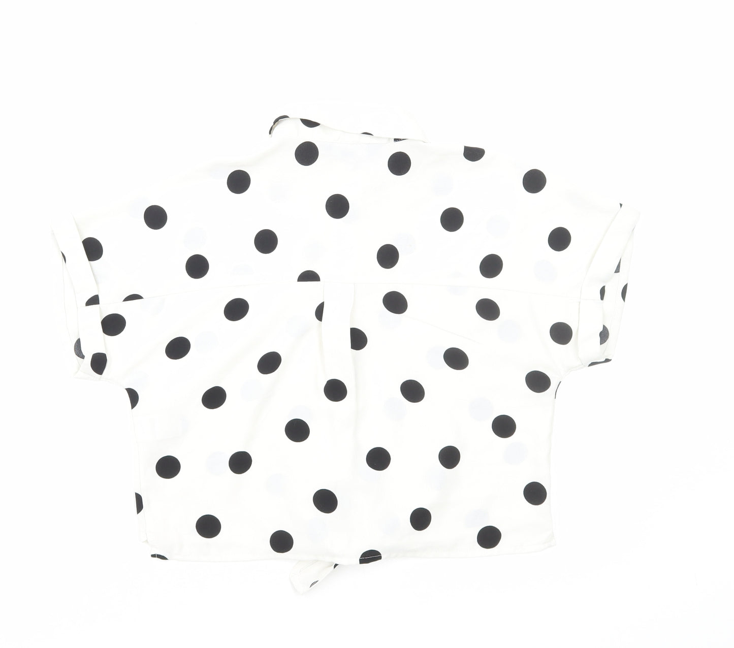 New Look Girls White Polka Dot Polyester Basic Button-Up Size 10 Years Round Neck Button