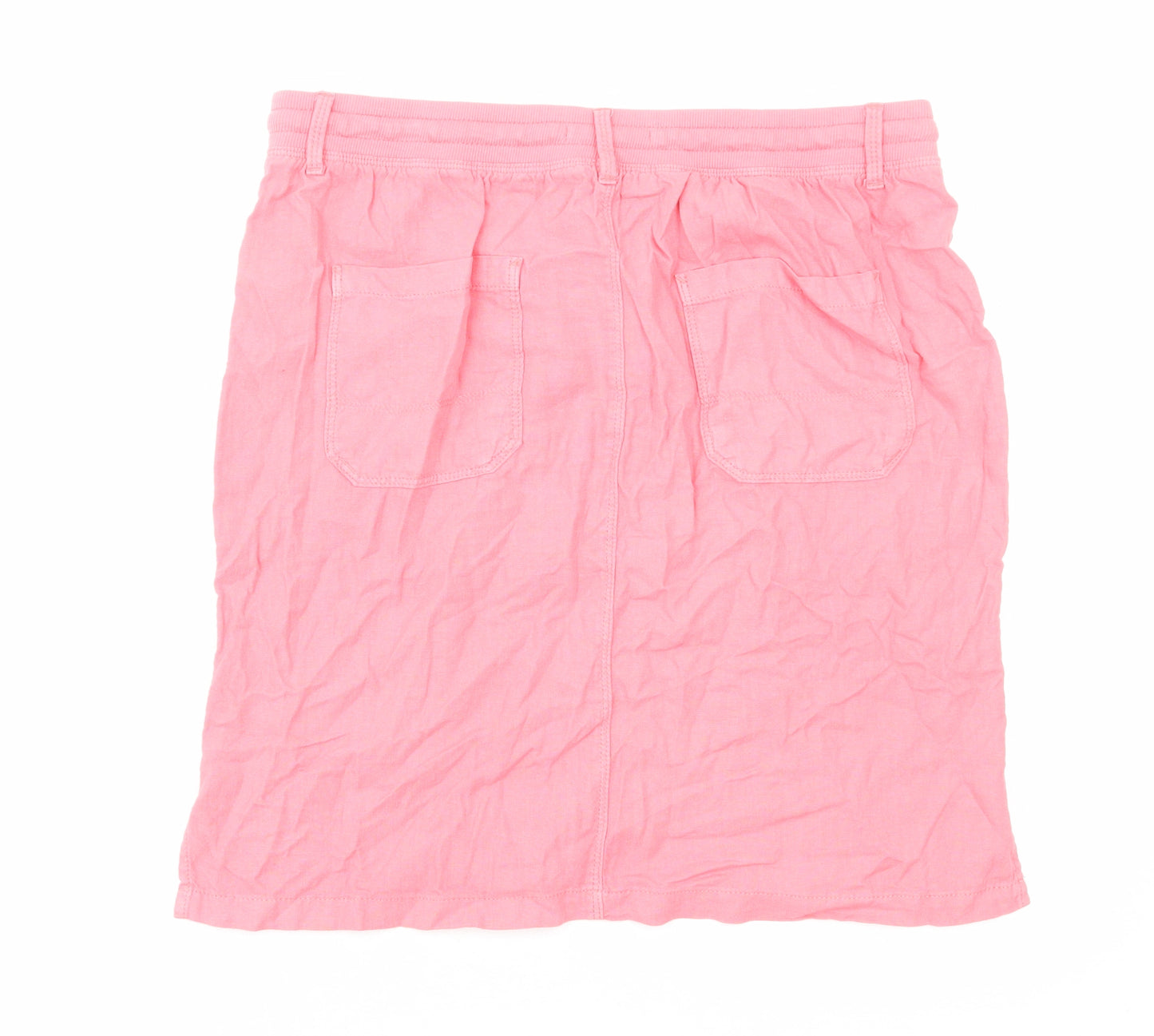 Marks and Spencer Womens Pink Linen Cargo Skirt Size 14 Drawstring