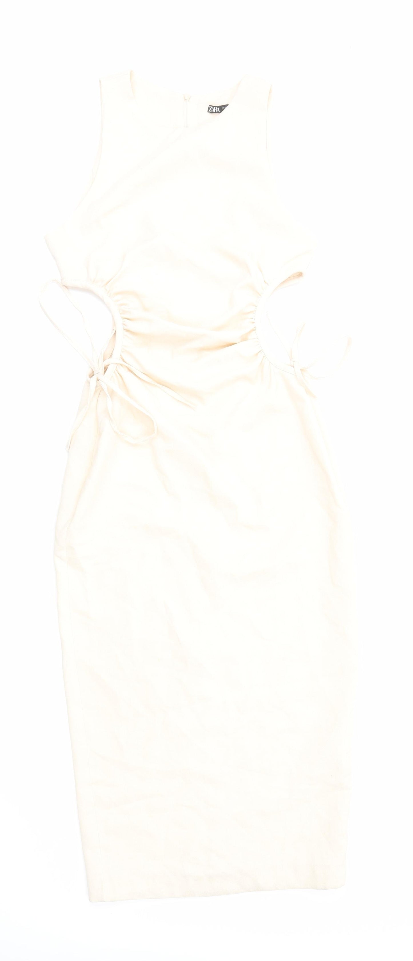 Zara Womens Pink Polyester Bodycon Size XS Round Neck Zip