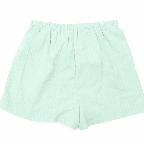 Preworn Womens Green Striped Polyester Basic Shorts Size S L16 in Regular Drawstring
