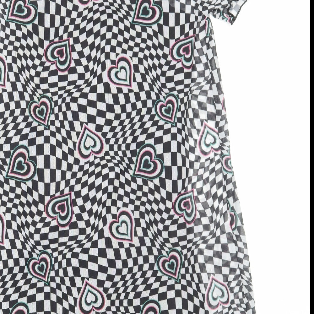 Primark Girls Multicoloured Geometric Polyester T-Shirt Dress Size 14-15 Years Round Neck Pullover