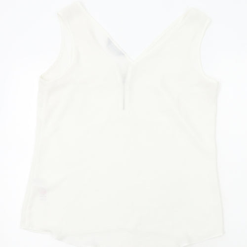 Dorothy Perkins Womens White Polyester Basic Tank Size 14 V-Neck