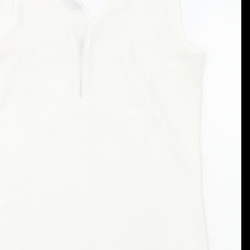 Dorothy Perkins Womens White Polyester Basic Tank Size 14 V-Neck