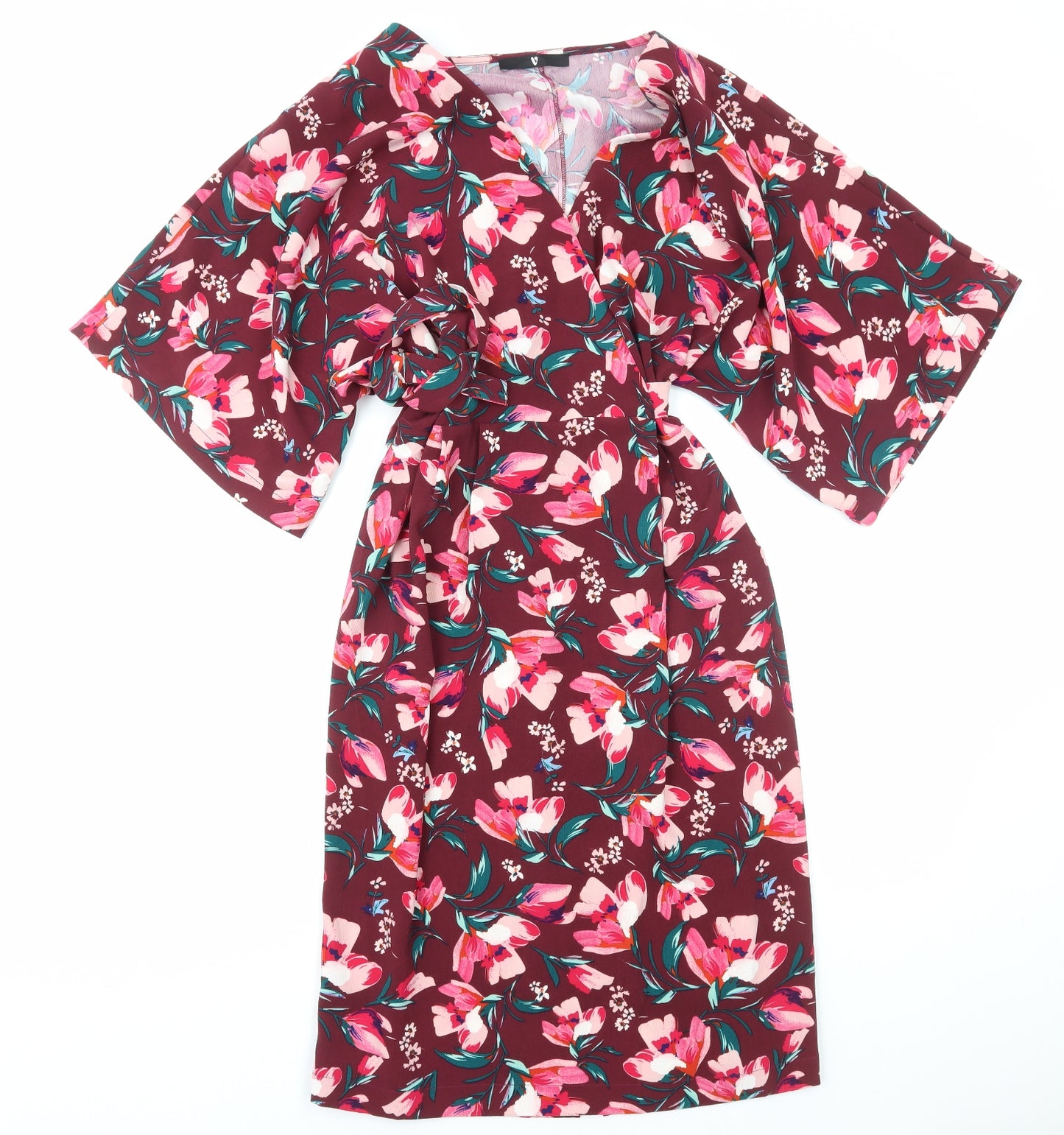 Very Womens Pink Floral Polyester Sheath Size 20 V-Neck Pullover