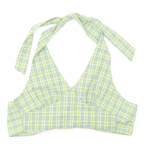SheIn Womens Green Plaid Cotton Cropped Tank Size S Halter