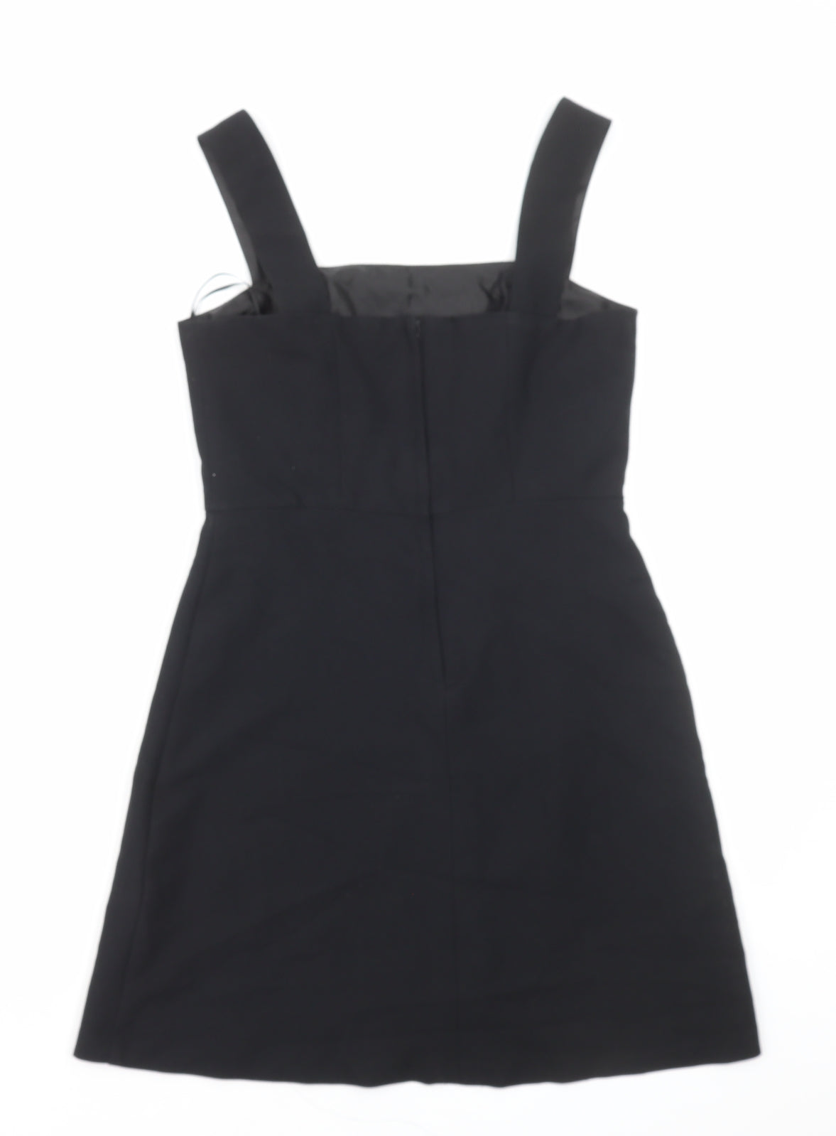 New Look Womens Black Polyester Mini Size 10 Square Neck Zip