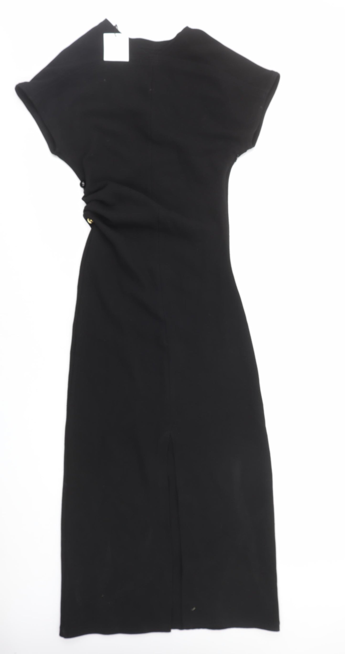 Zara Womens Black Polyester Maxi Size S Boat Neck Zip