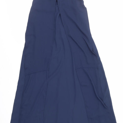 ASOS Womens Blue Polyester Maxi Size 8 V-Neck Zip