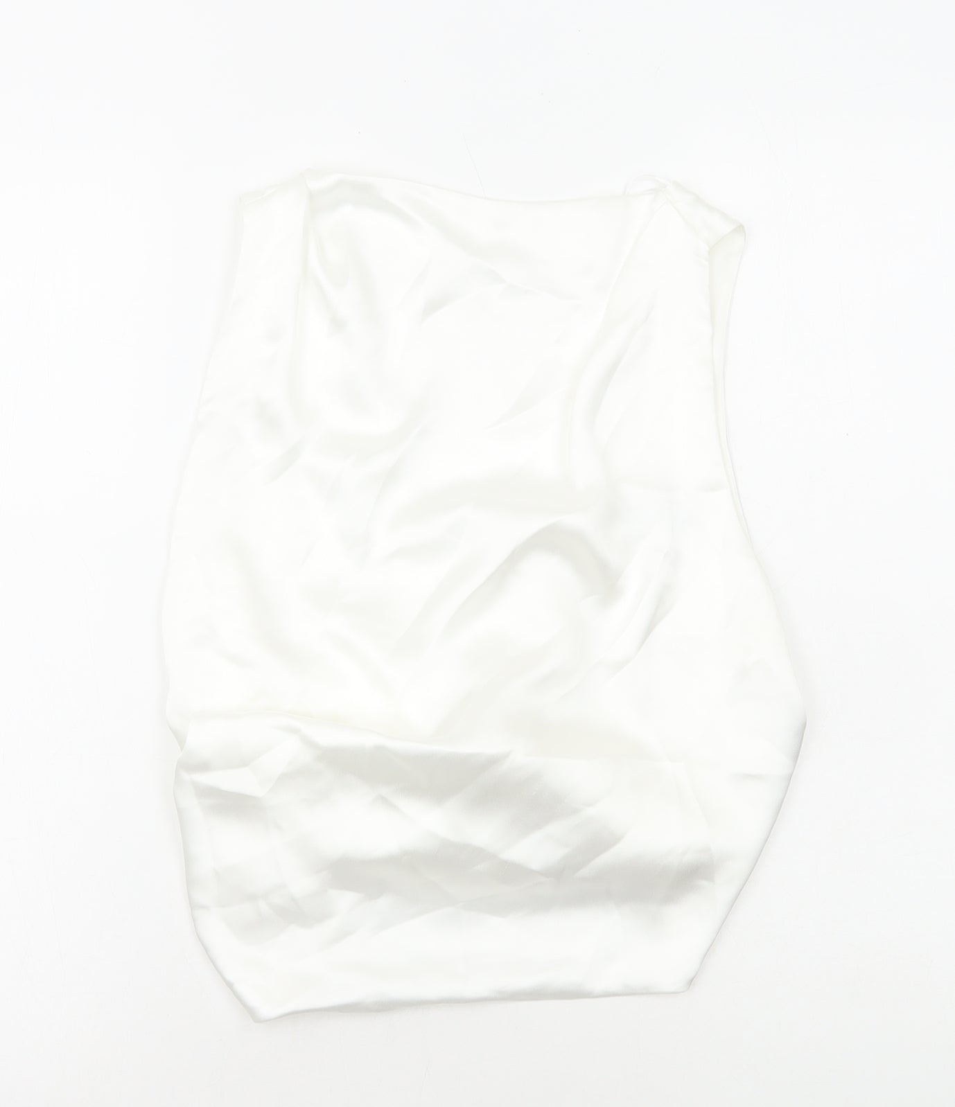 Zara Womens White Polyester Basic Blouse Size 2XL Square Neck - Tie Back