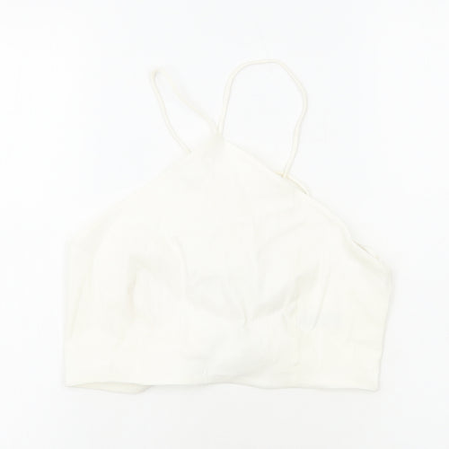 Zara Womens White Cotton Cropped Tank Size M Halter